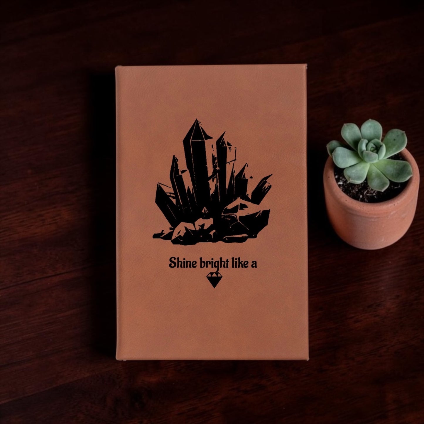 Faux Leather Lined Journal: Shine Bright