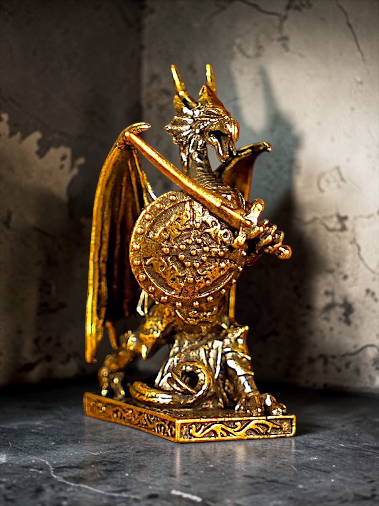 Brass Mini Warrior Dragon Collectible Figurine