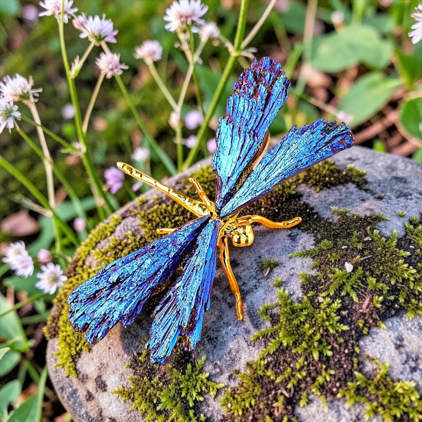 Crystal Blue Tourmaline Dragonfly Figurine