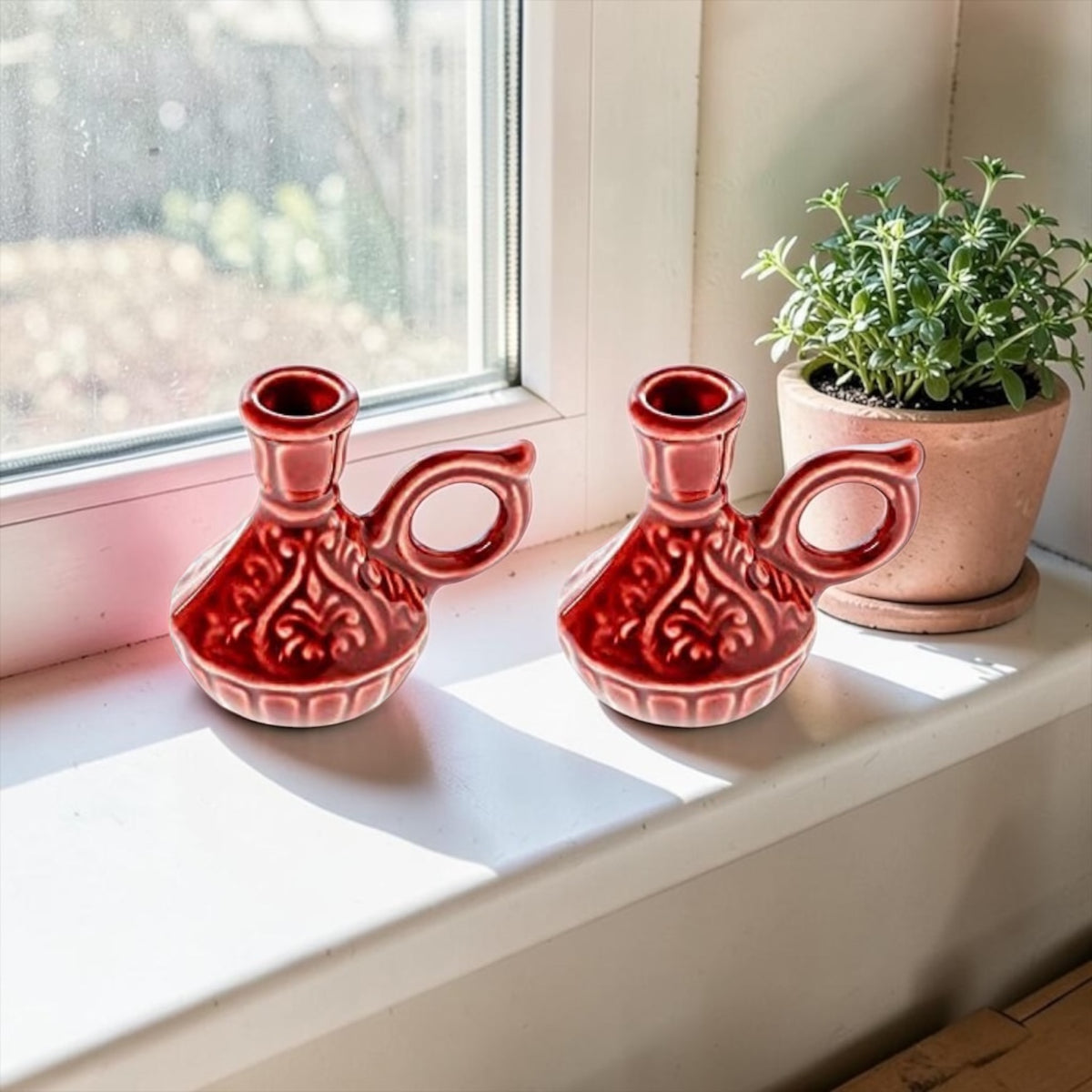 Slim Taper Ceramic Candle Holder - Set of 2