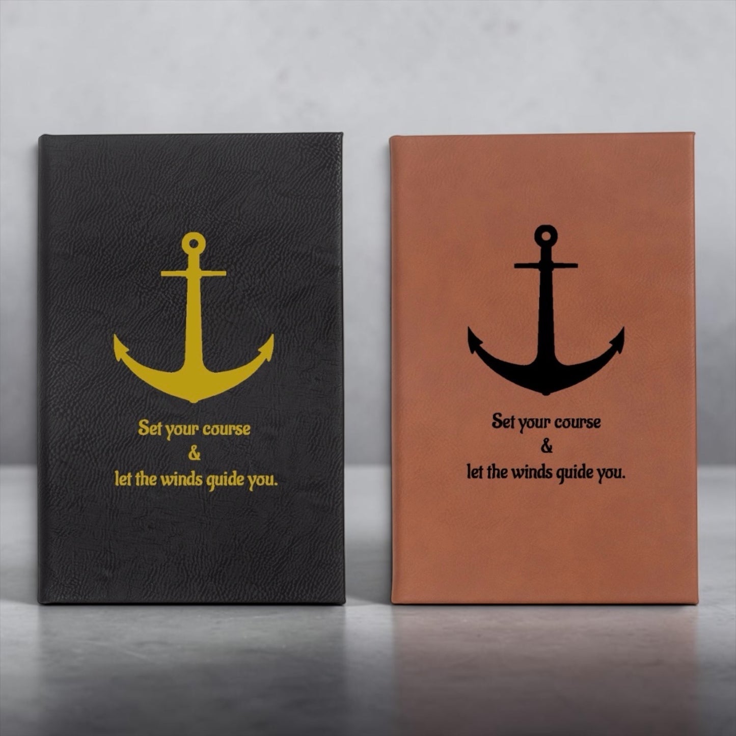 Faux Leather Lined Journal: Set Your Course