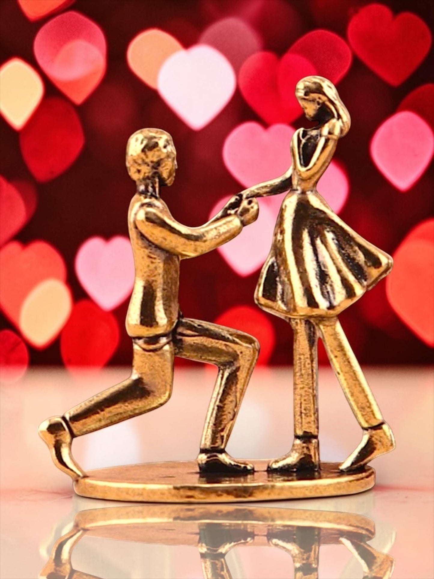 Brass Mini Proposing Couple Collectible Figurine