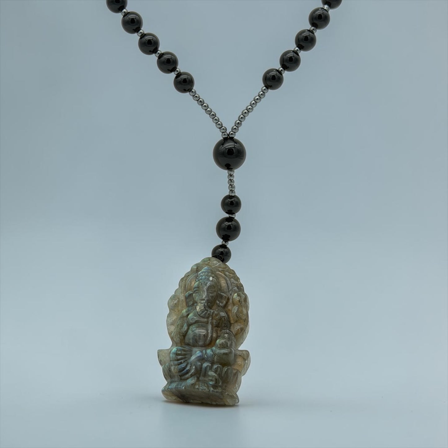 Labradorite Ganesha Crystal Healing Pendant Necklace