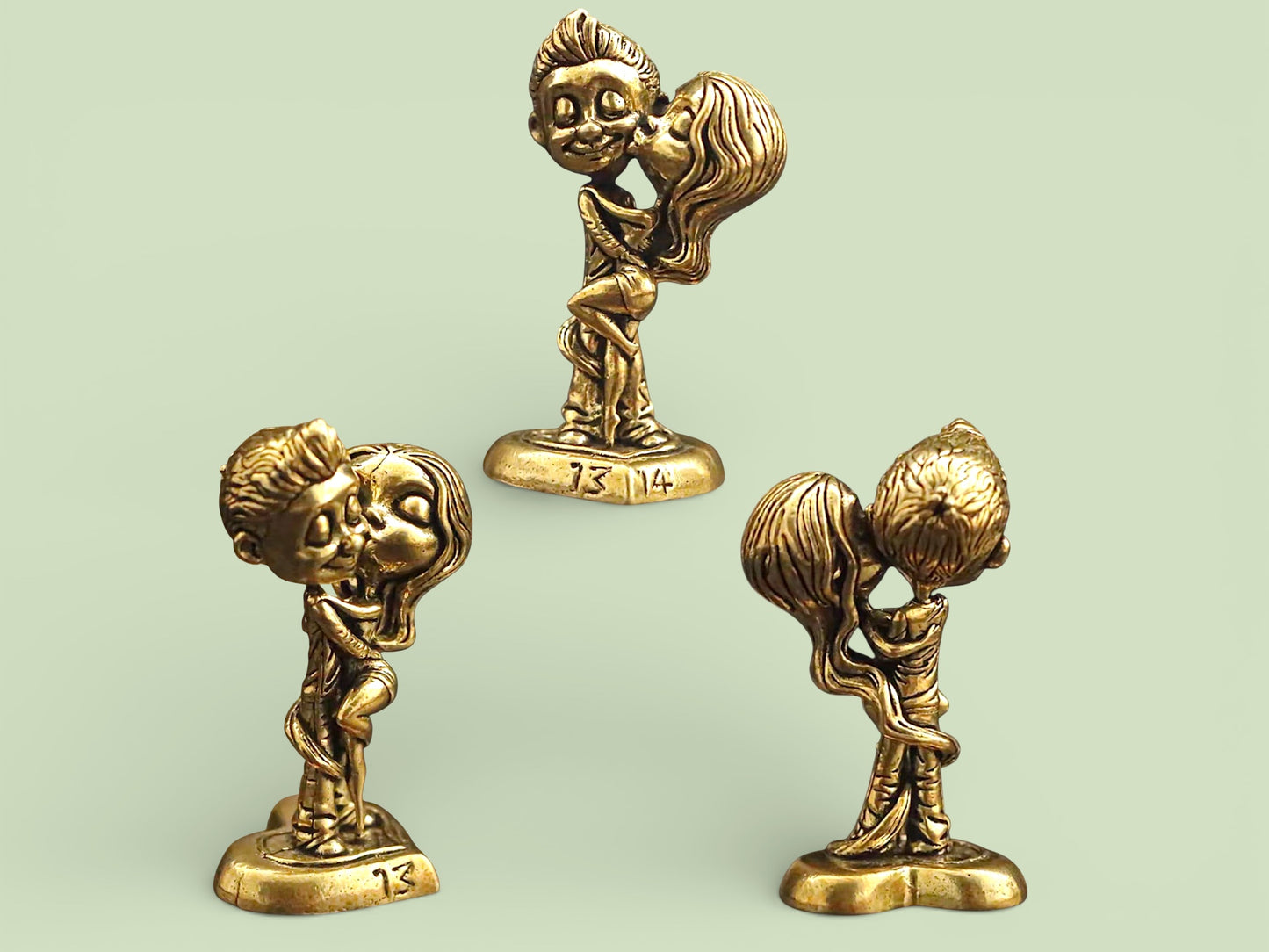 Brass Mini Hugging Couple Collectible Figurine