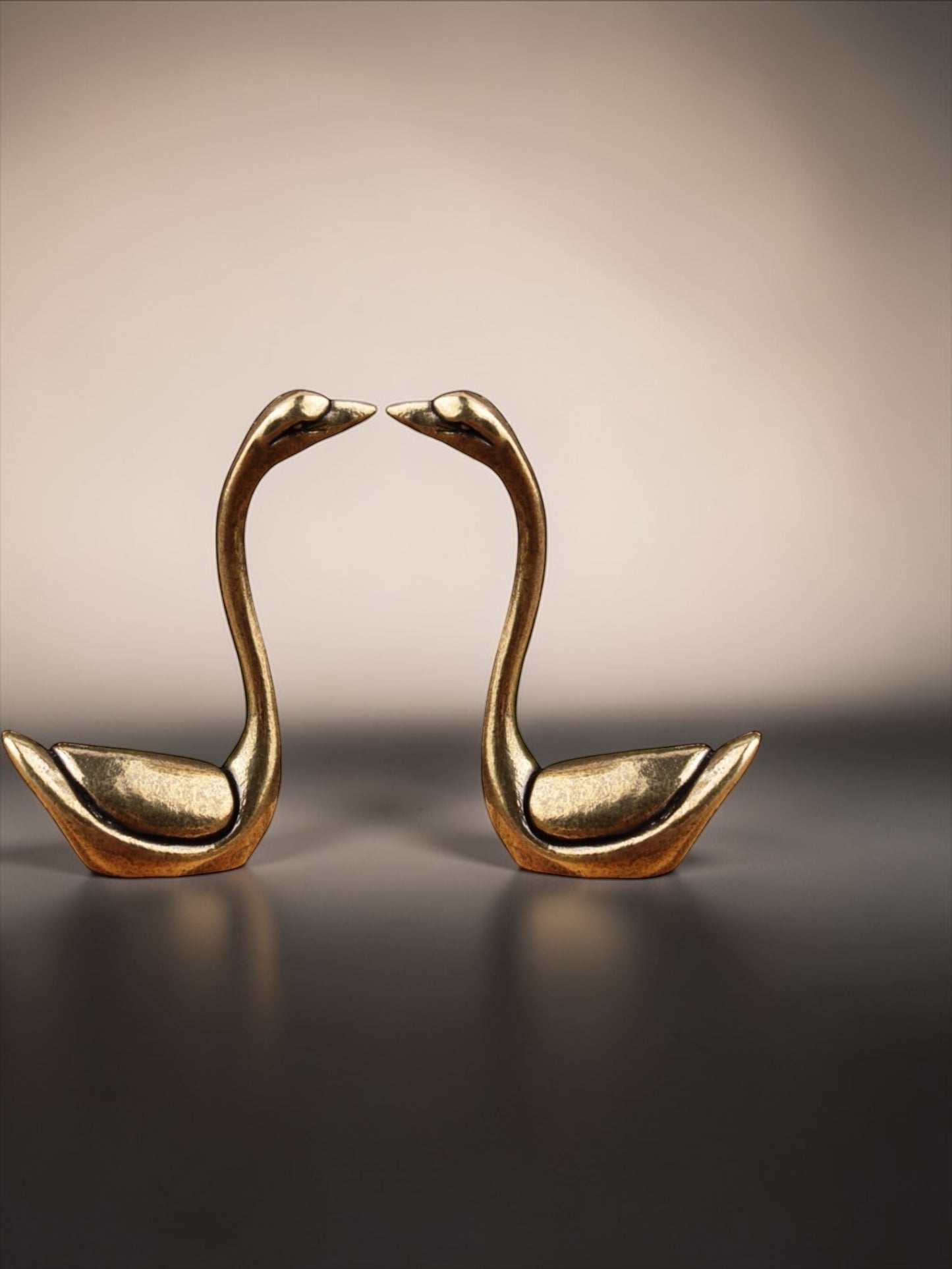 Brass Mini Swan Lovers Collectible Figurines - Set Of 2