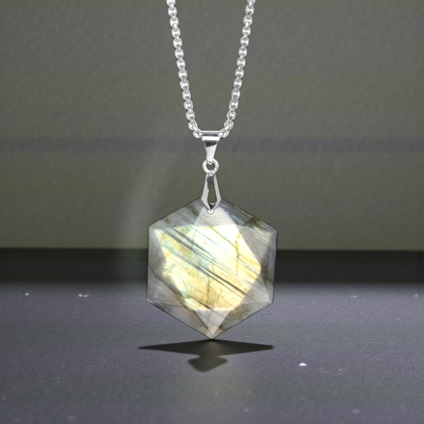 Hexagon Crystal Pendant Necklace