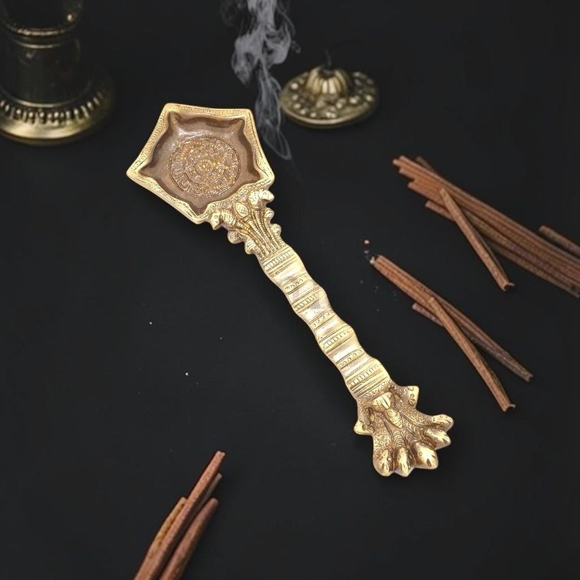 Brass Panchmukhi Nag Head Pooja Spoon – Sacred Ritual & Offering Tool