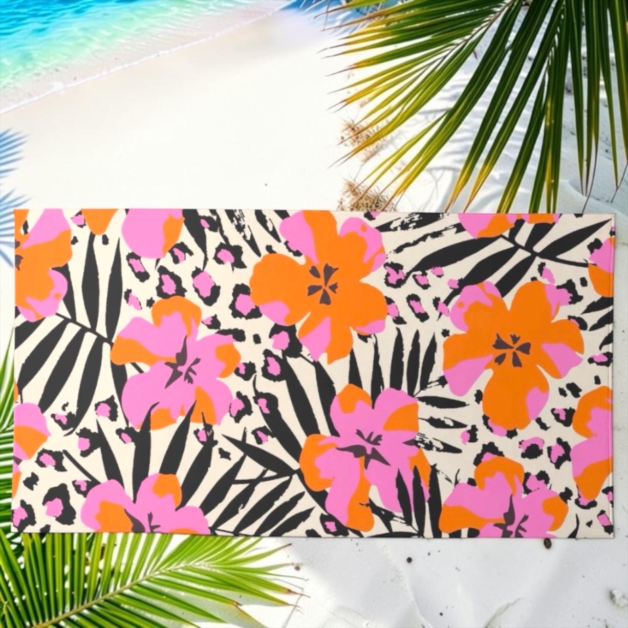 Pink Orange Flowers Beach Towel β Soft, Vibrant & Ready for Adventure