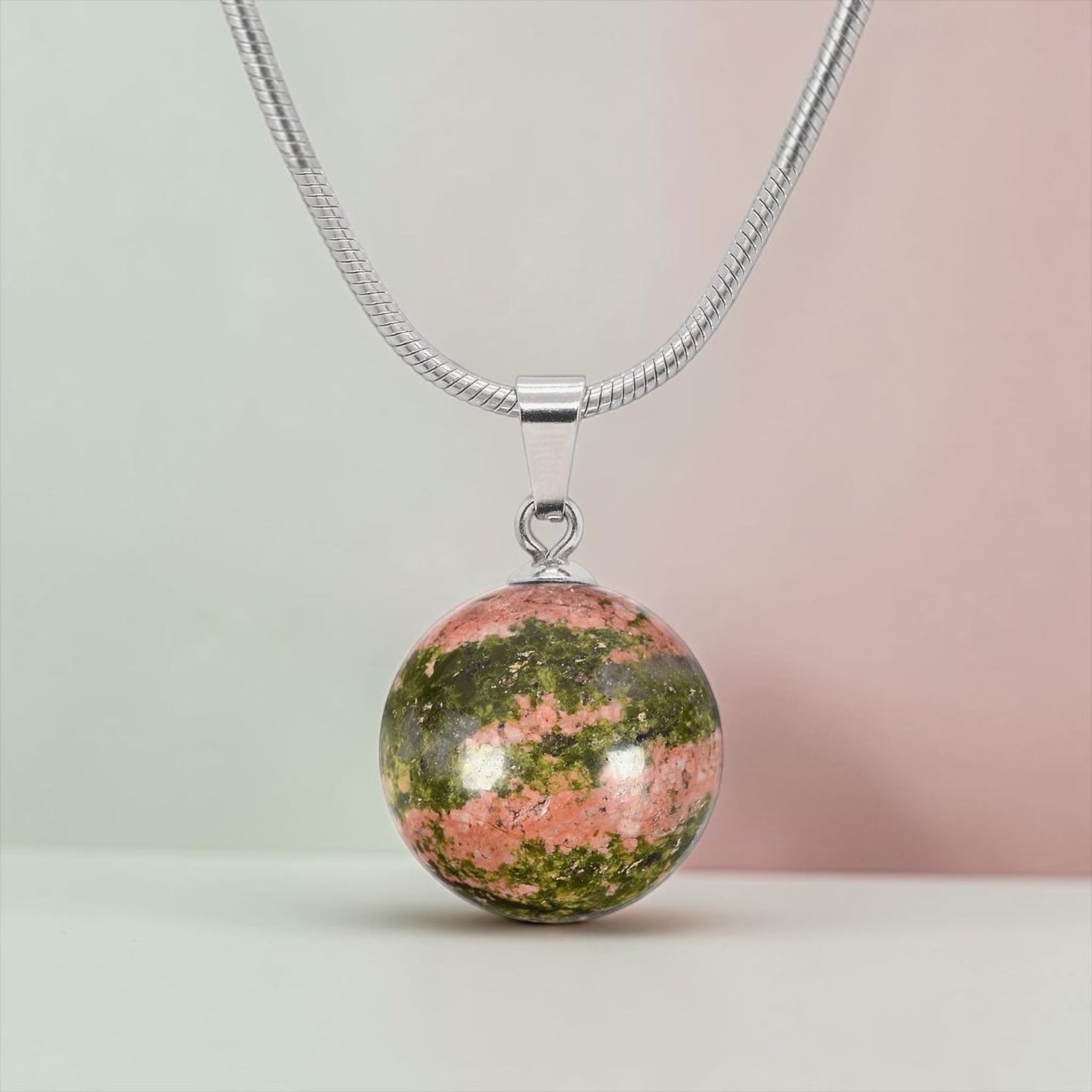 Stainless Steel Crystal Sphere Necklace