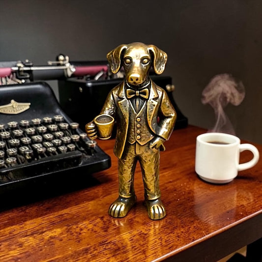 Brass Mini Suited Dog Gentleman Collectible Figurine