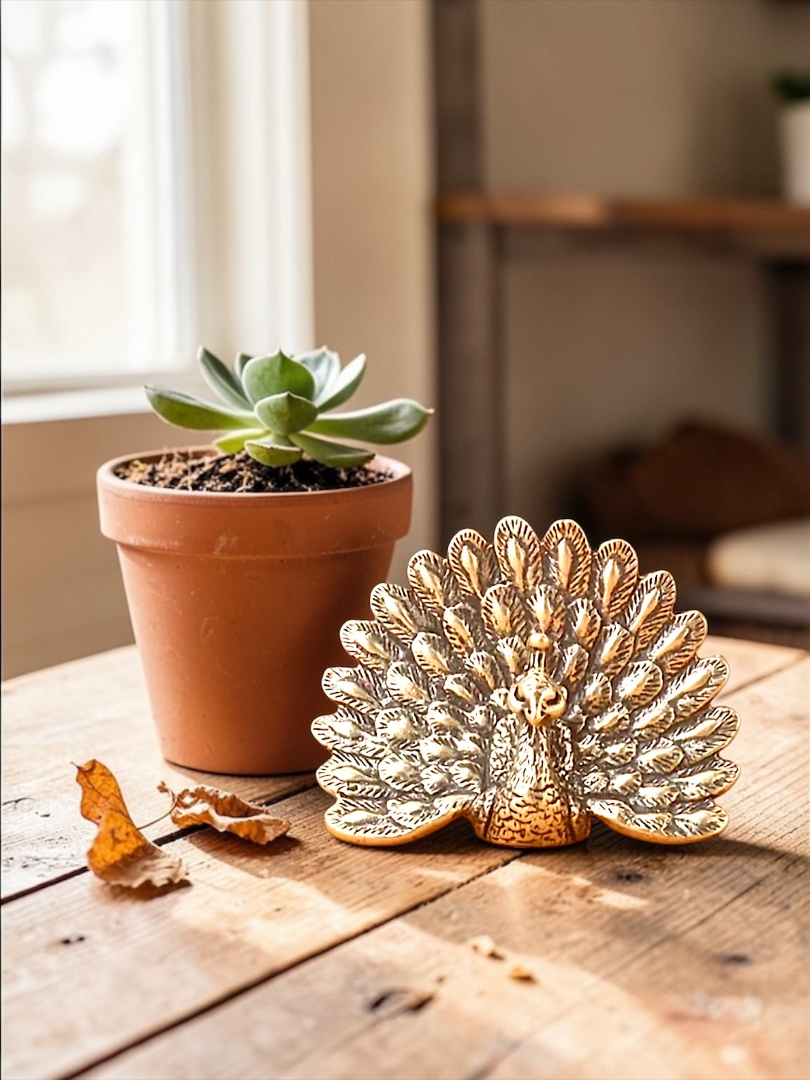 Brass Mini Peacock Collectible Figurine