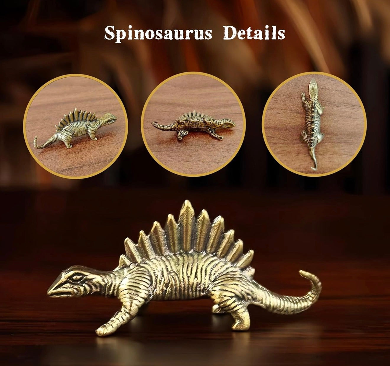 Brass Mini Spiny Dinosaur Collectible Figurines - Set Of 3