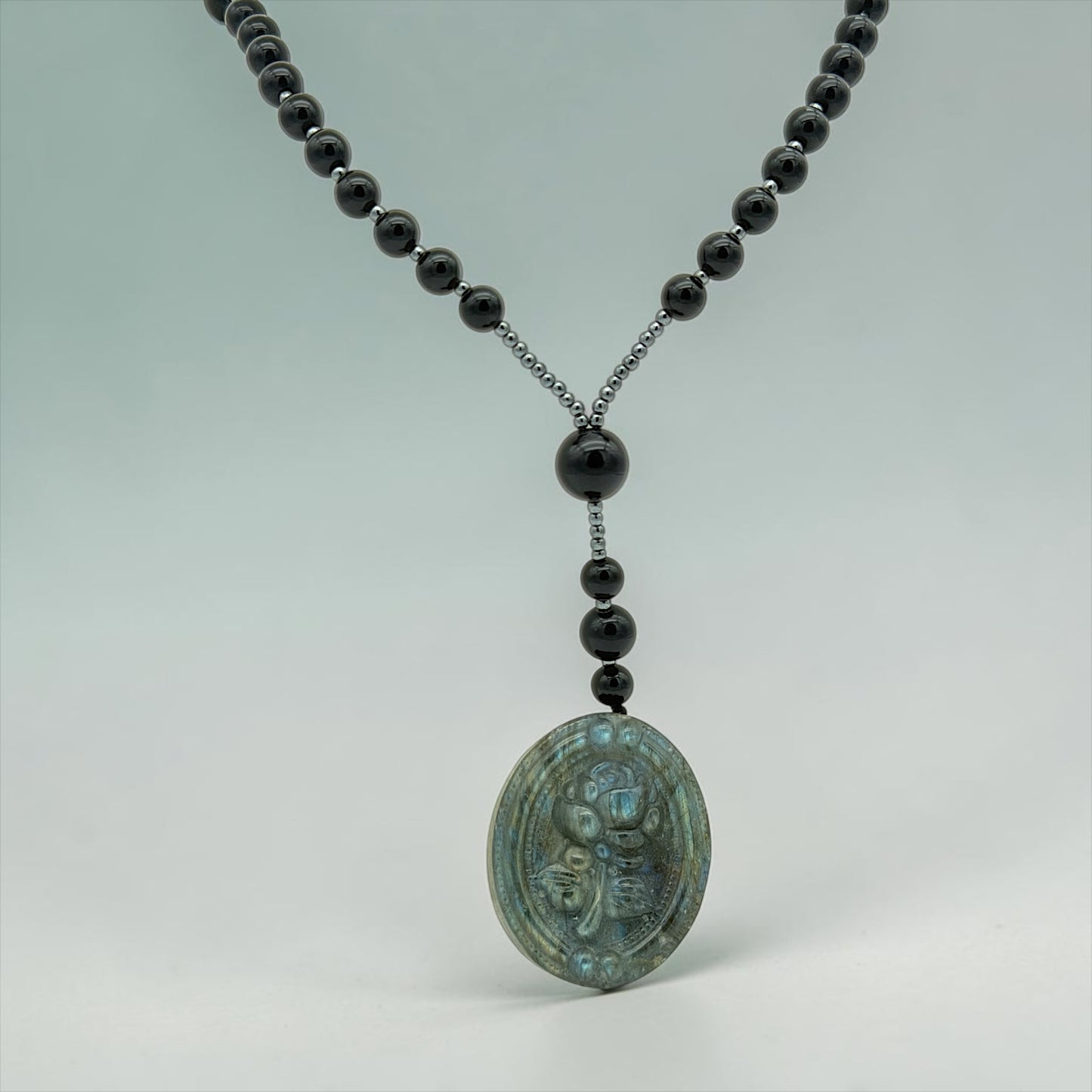 Labradorite Rose Crystal Healing Pendant Necklace