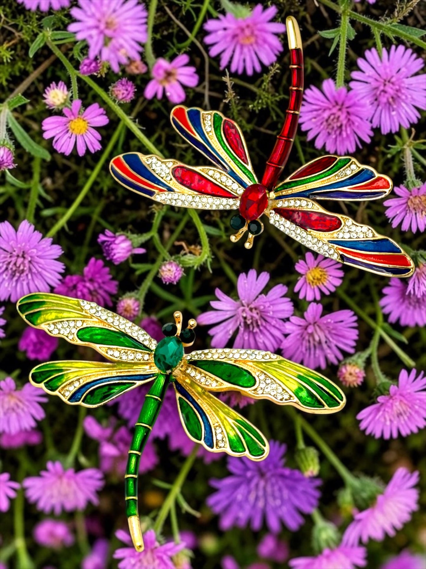 Vintage Rhinestone Dragonfly Brooch
