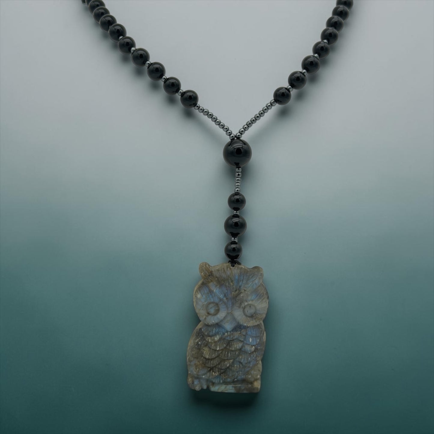 Labradorite Owl Crystal Healing Pendant Necklace