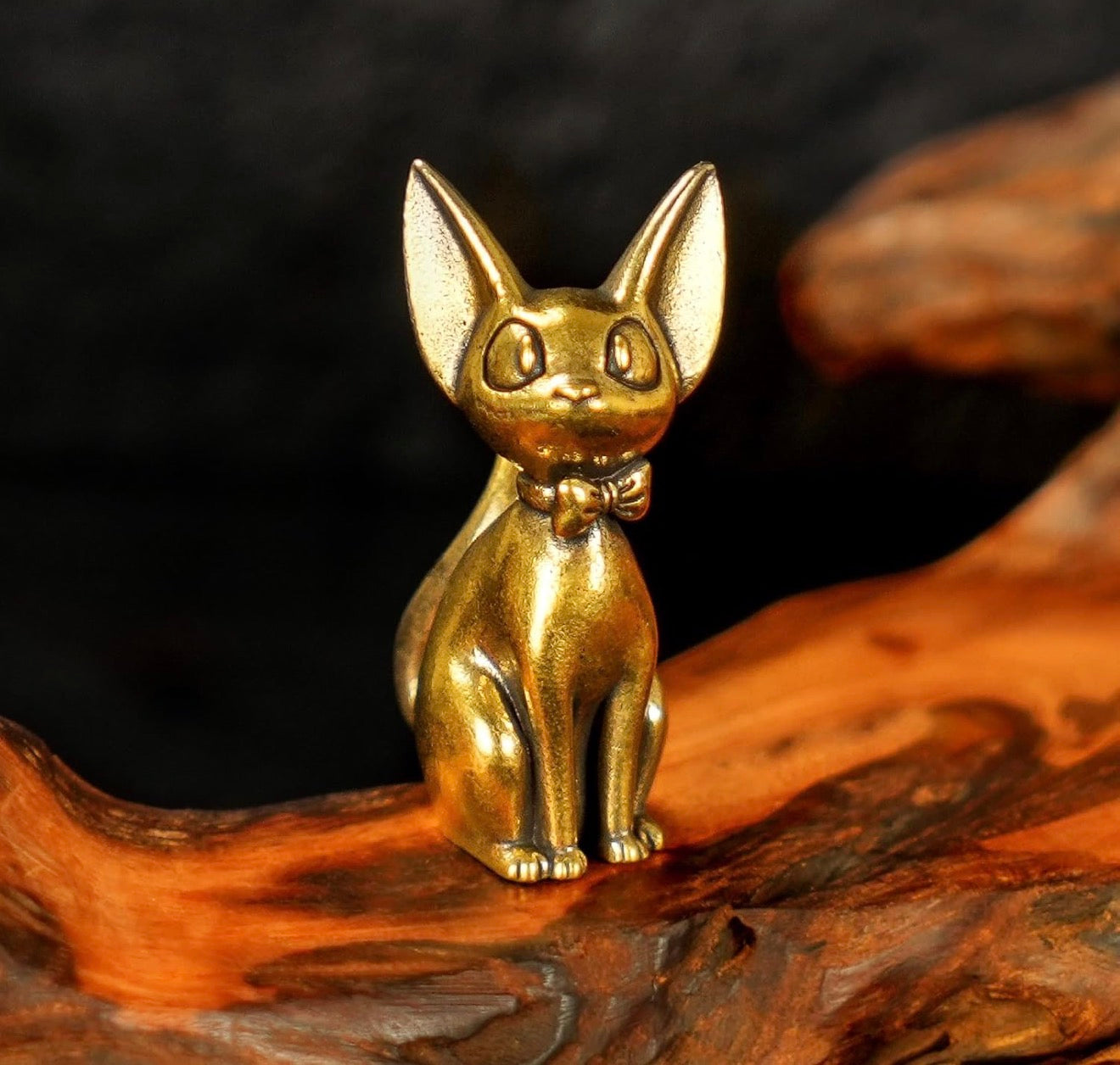 Brass Mini Bowtie Cat Collectible Figurine