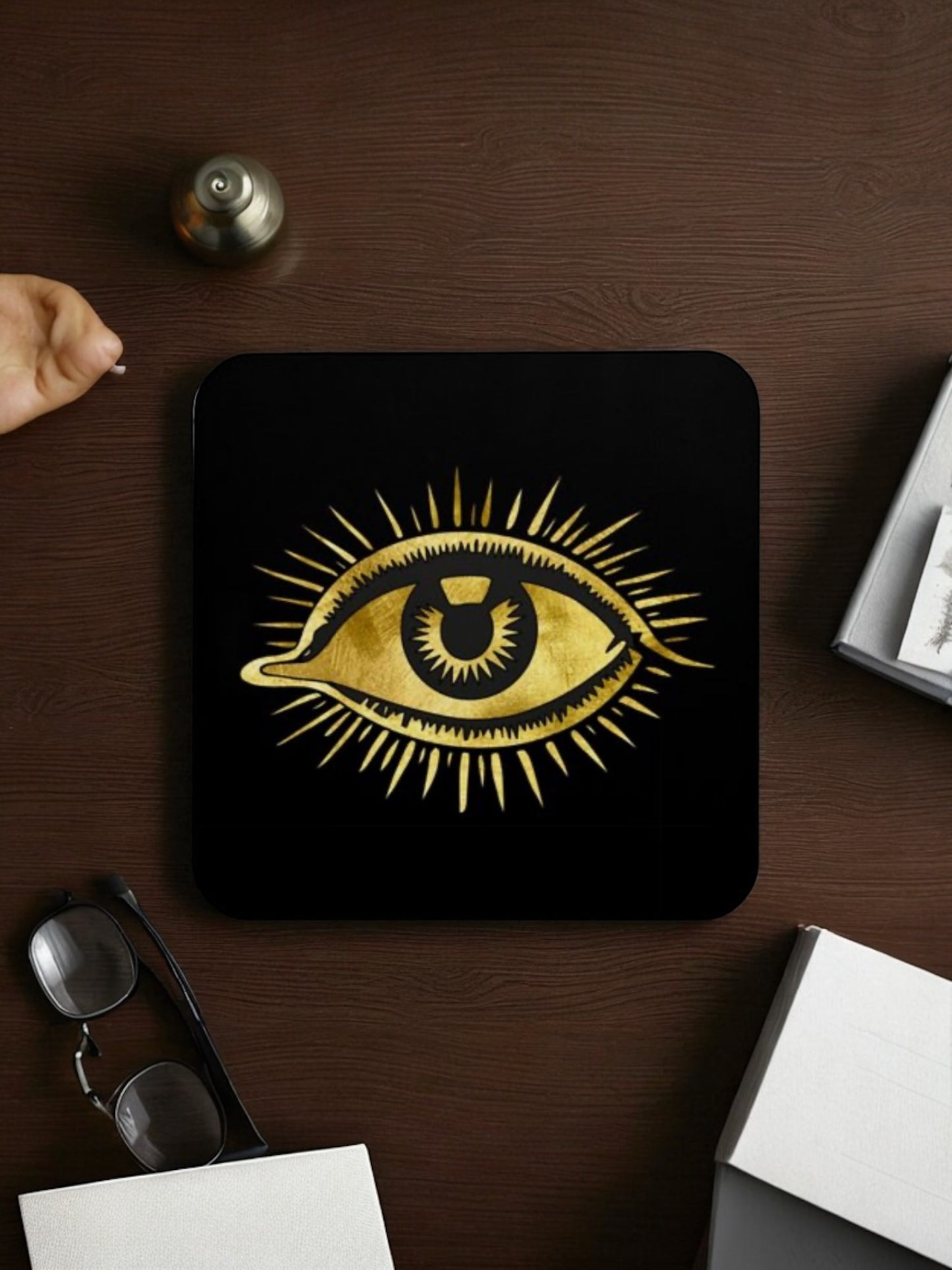 Evil Eye Coaster Set (4-Pack) with Bonus Keychain