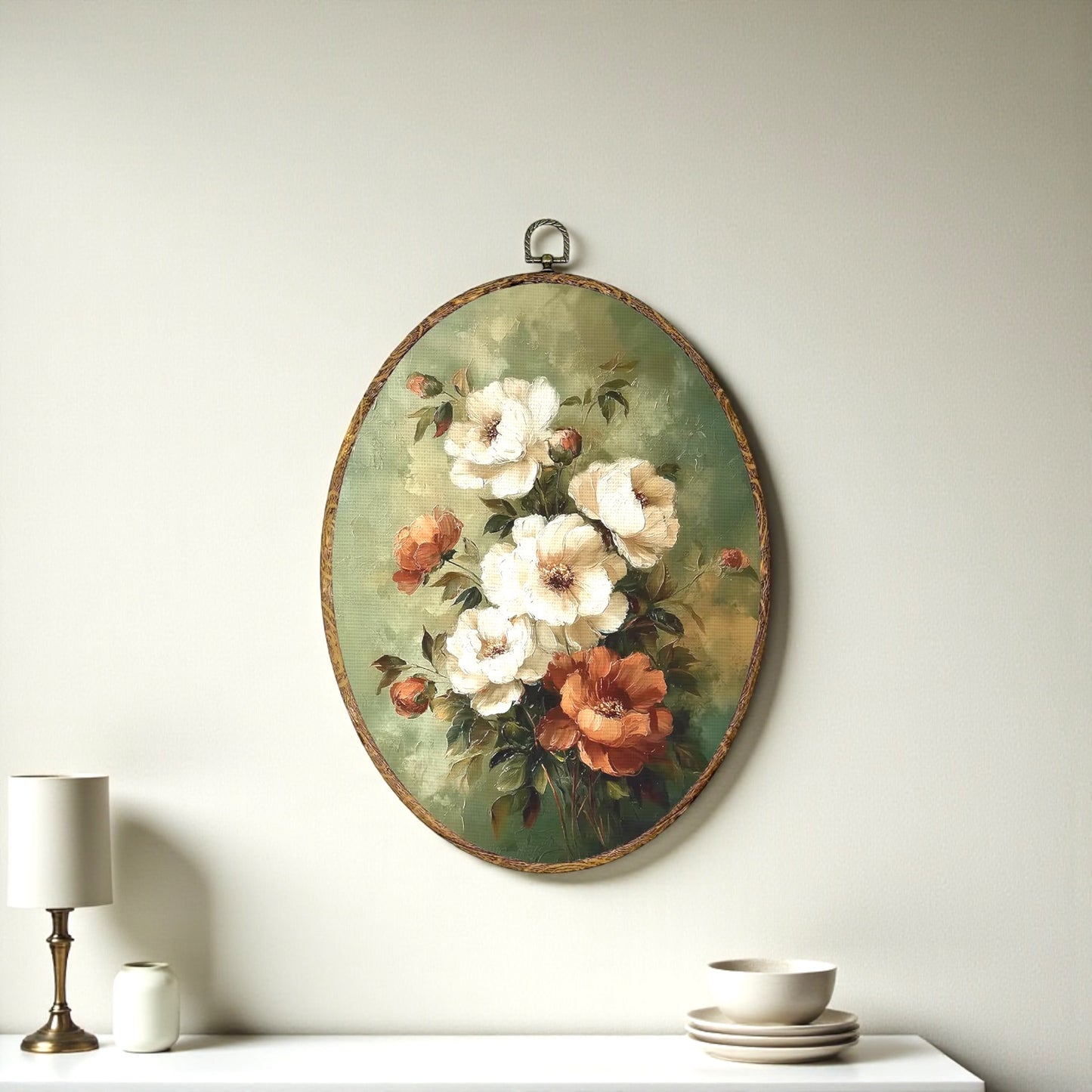 Canvas Artwork: Oval Framed
