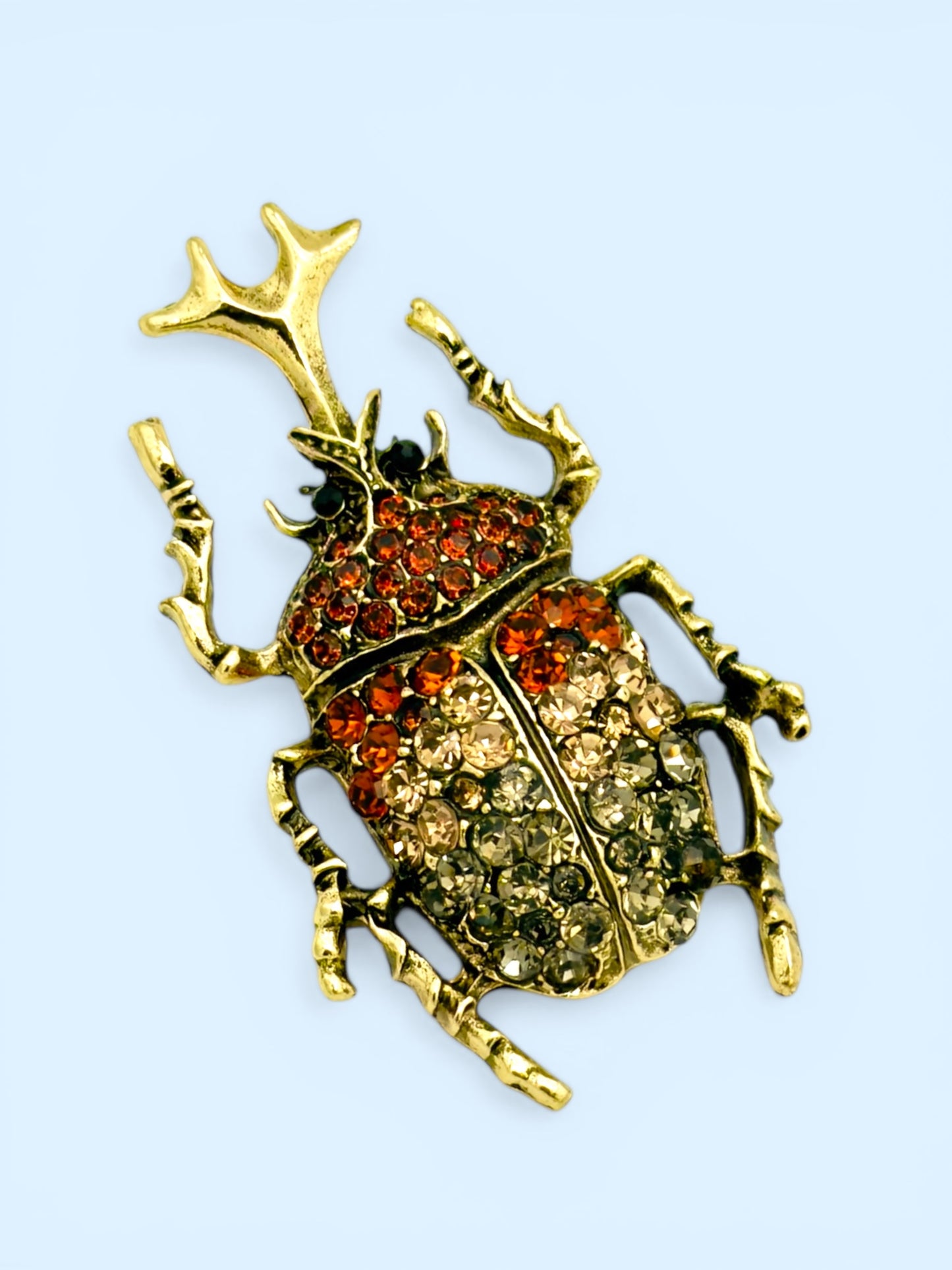 Vintage Rhinestone Beetle Brooch