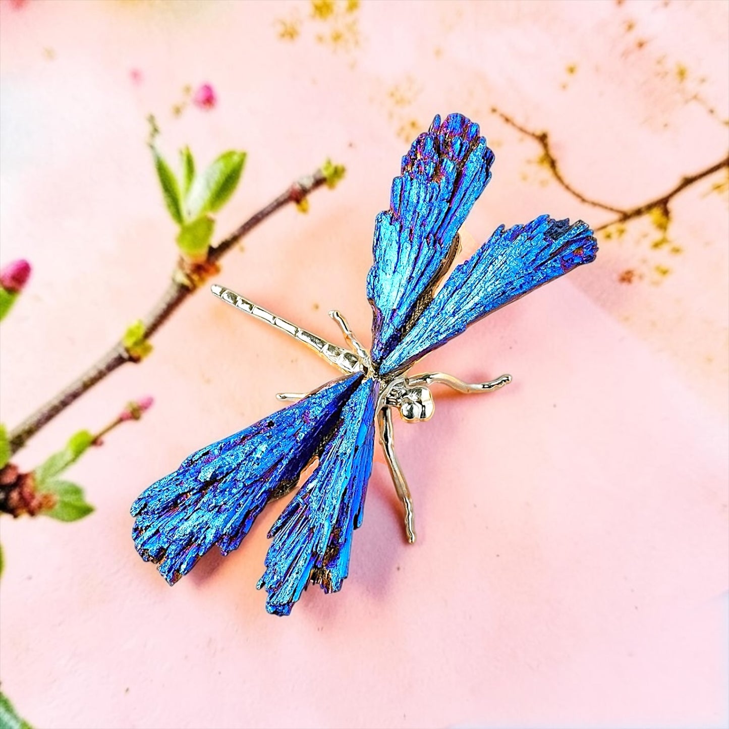 Crystal Blue Tourmaline Dragonfly Figurine