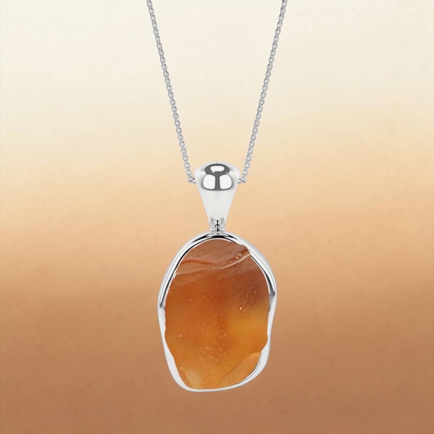 Sterling Silver Natural Carnelian Raw Gemstones Pendant Necklace