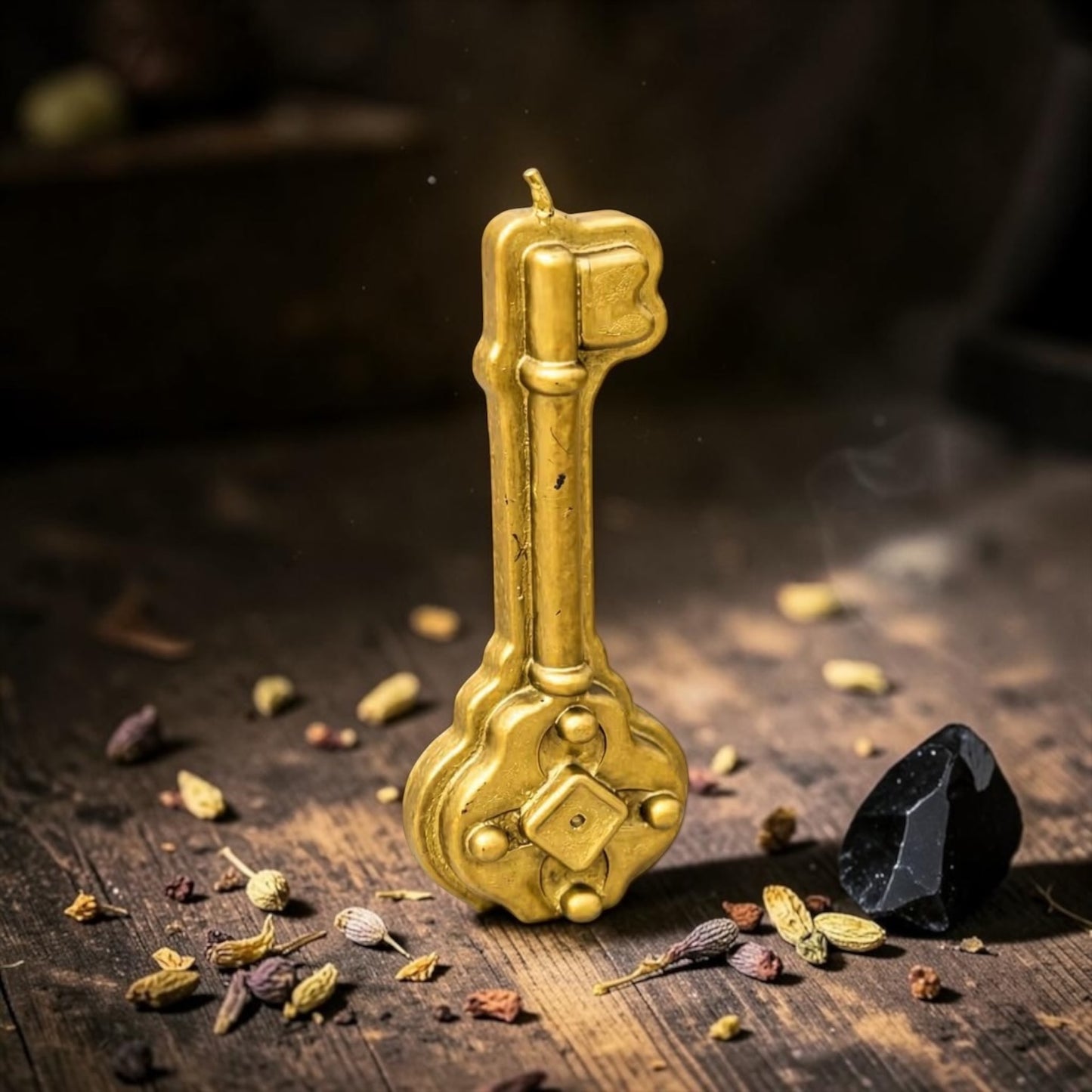 Gold Key Shaped Candle - Ritual Spell Candle