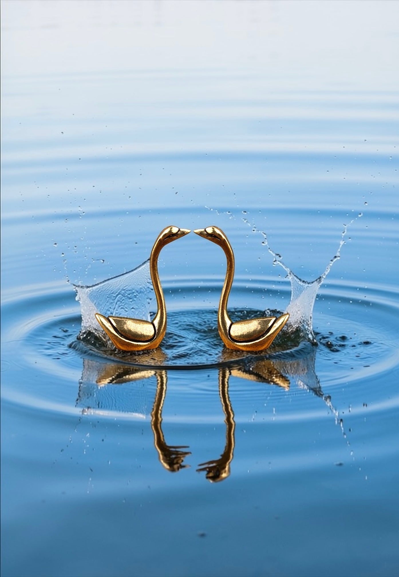 Brass Mini Swan Lovers Collectible Figurines - Set Of 2