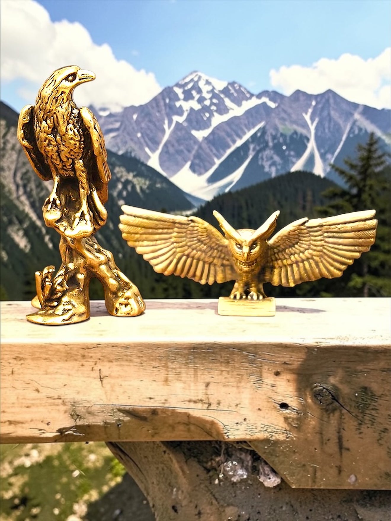 Brass Mini Eagle Collectible Figurine - Set Of 2
