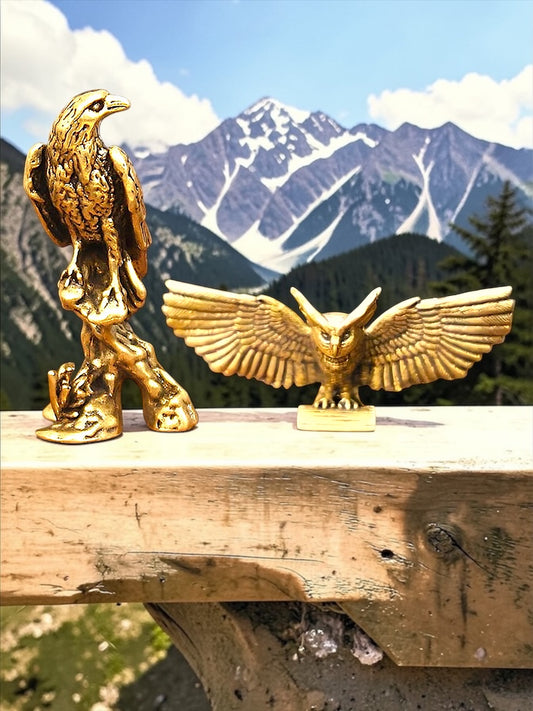 Brass Mini Eagle Collectible Figurine - Set Of 2