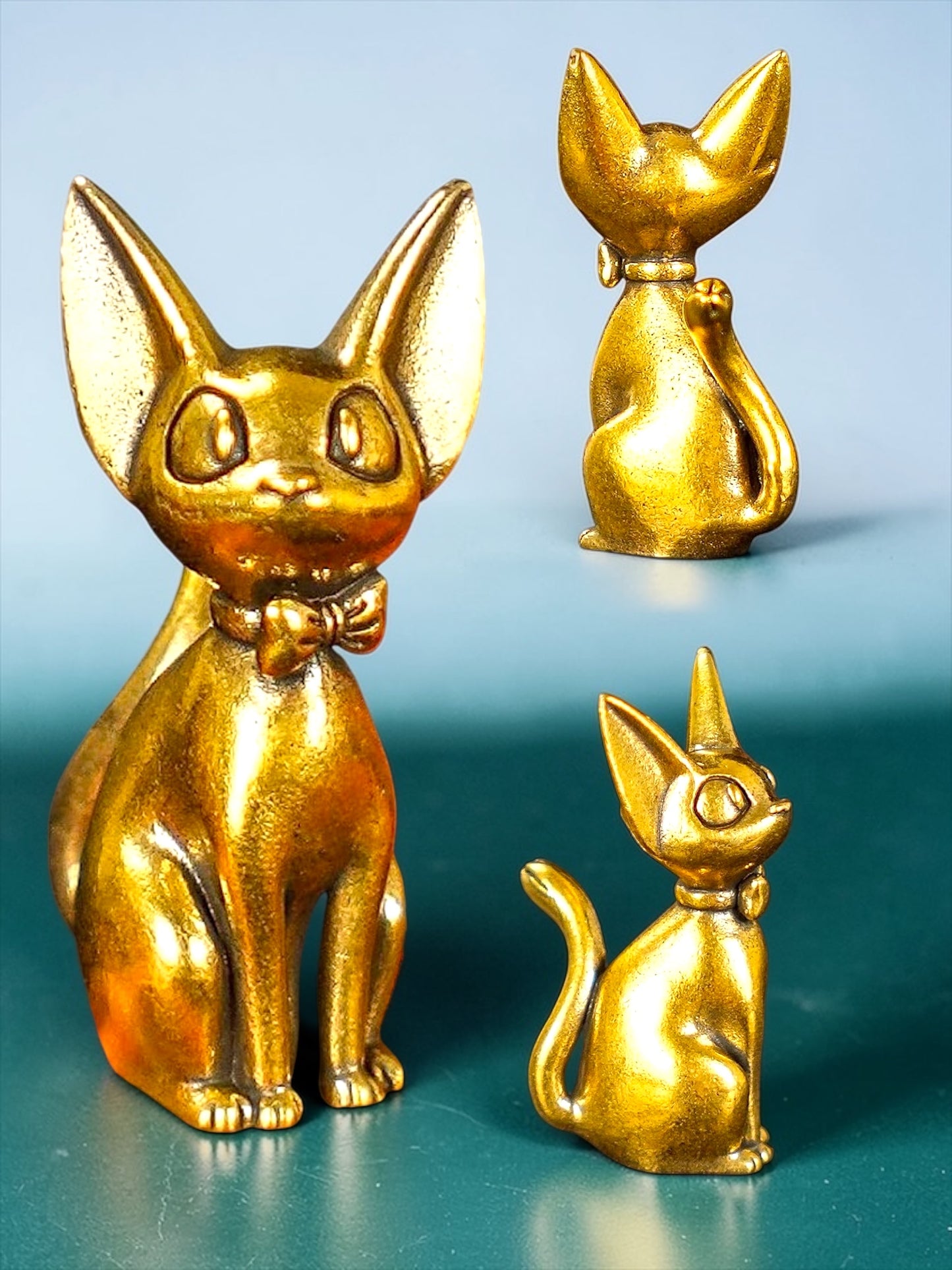 Brass Mini Bowtie Cat Collectible Figurine