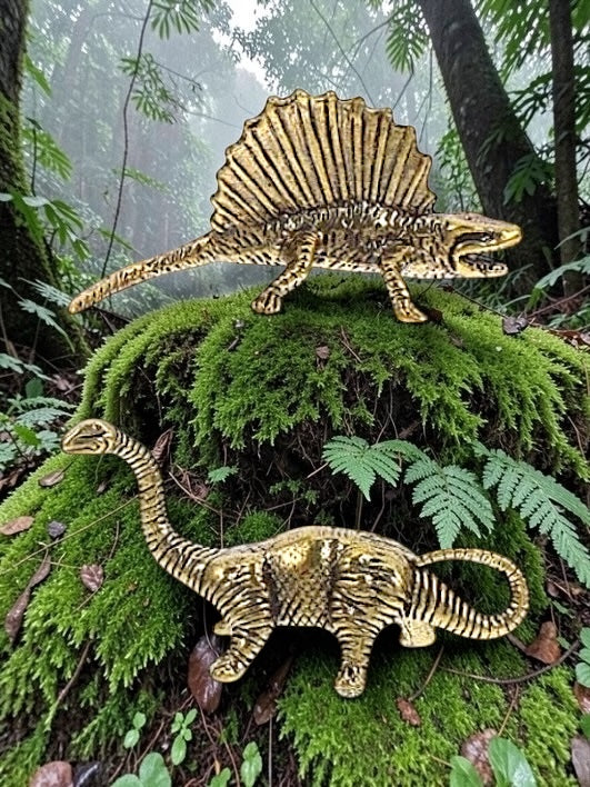 Brass Mini Dinosaur Jungle Pack Collectible Figurines - Set Of 6