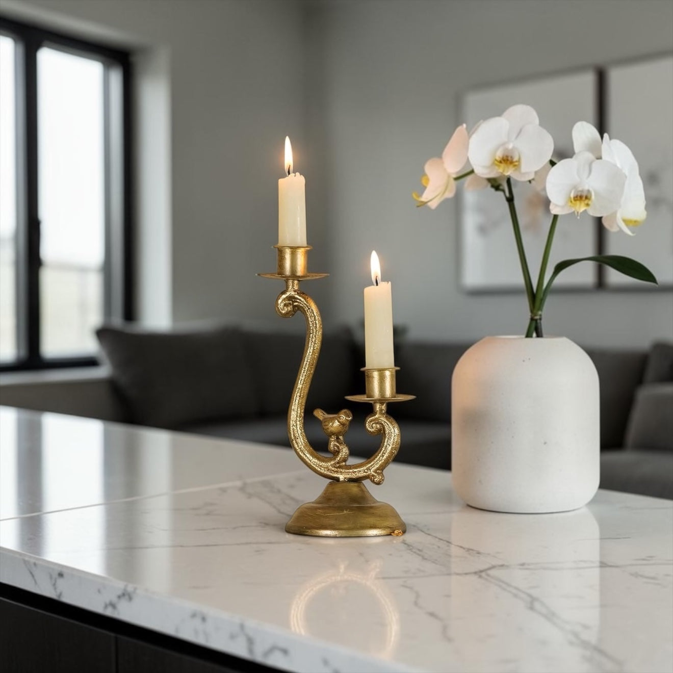 Taper Gold Bird Candleabra Candle Holder