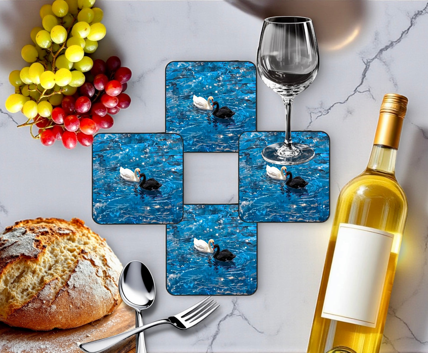 Swan Lovers Coaster Set