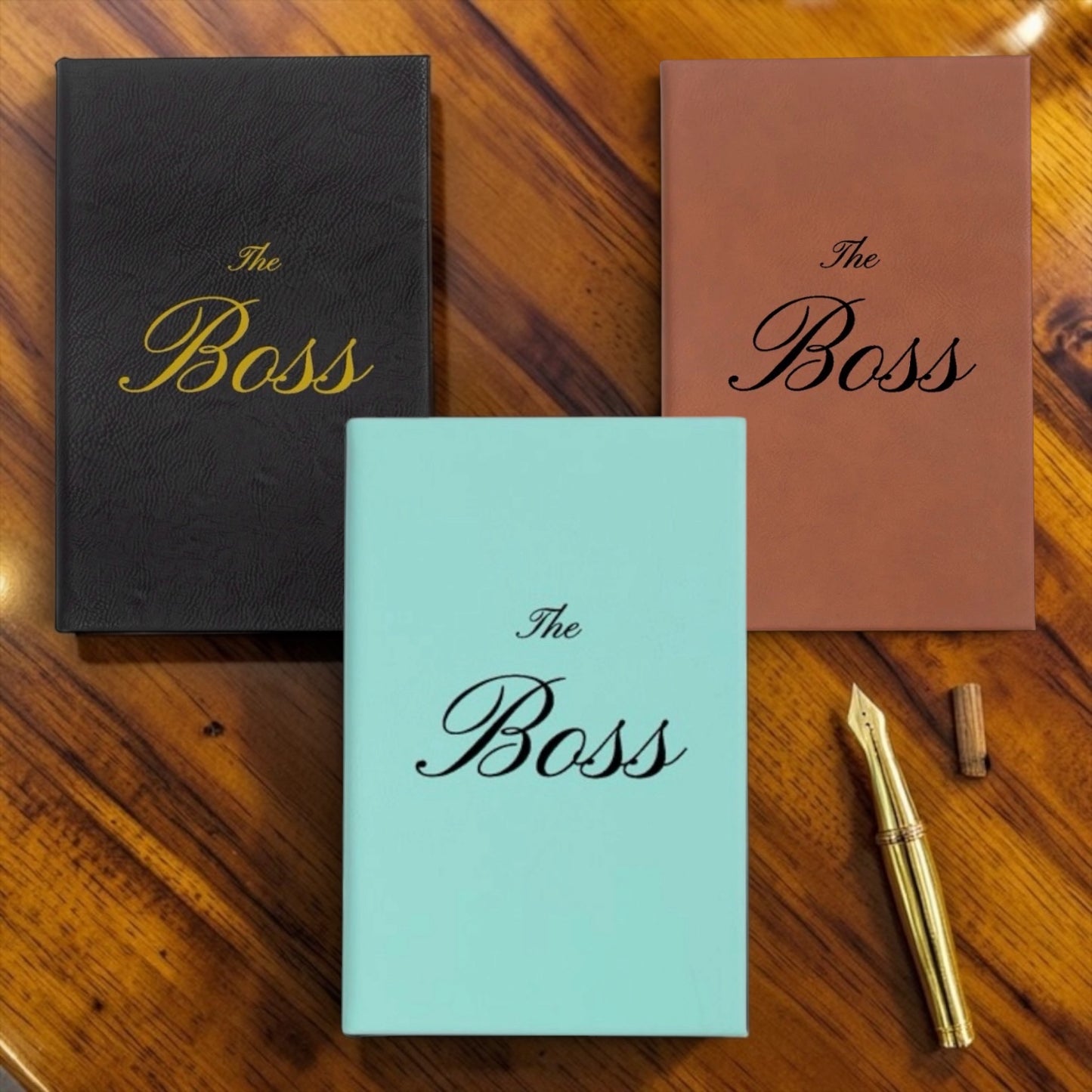 Faux Leather Lined Journal: The Boss