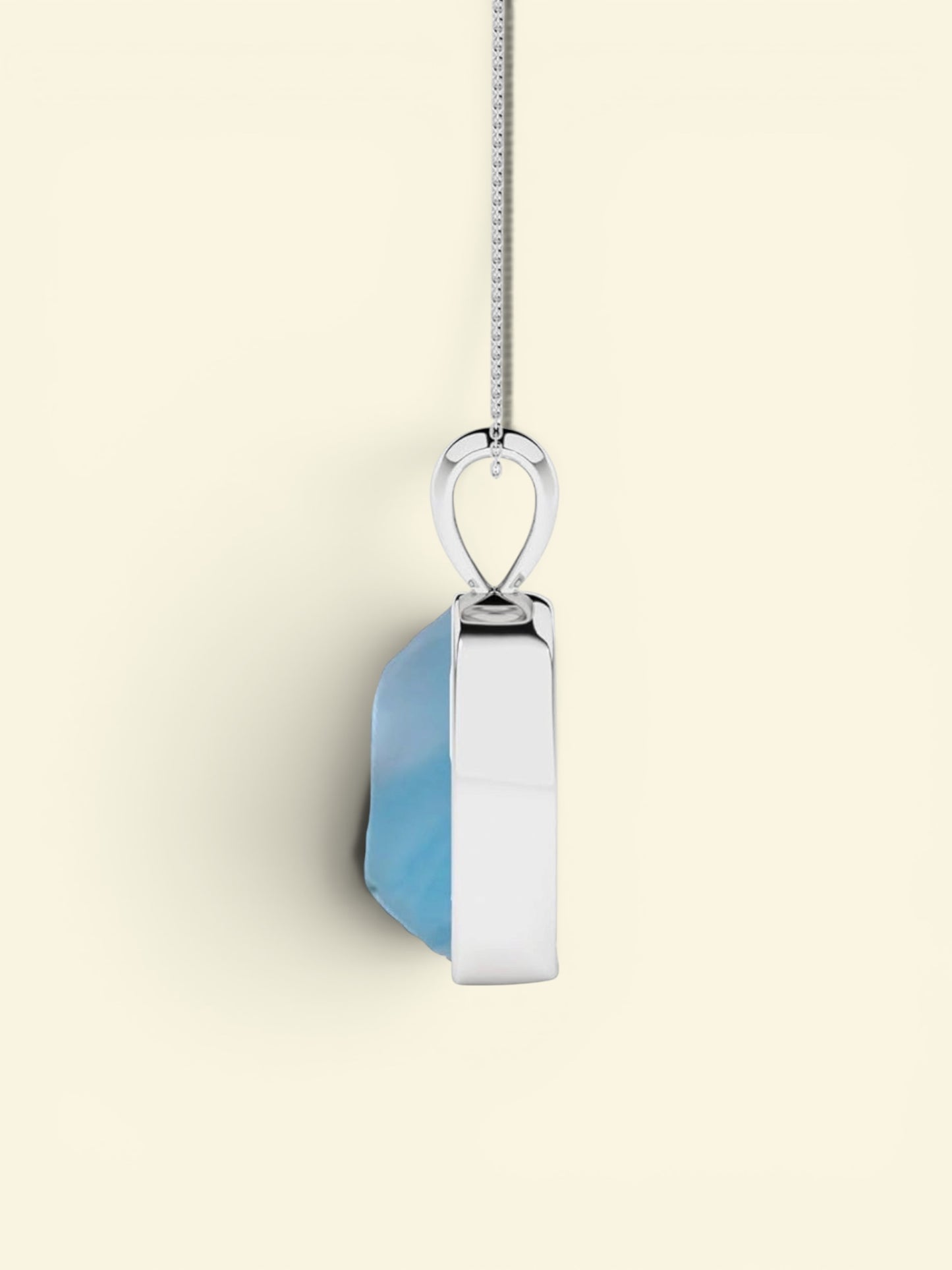 Sterling Silver Natural Larimar Raw Gemstones Pendant Necklace