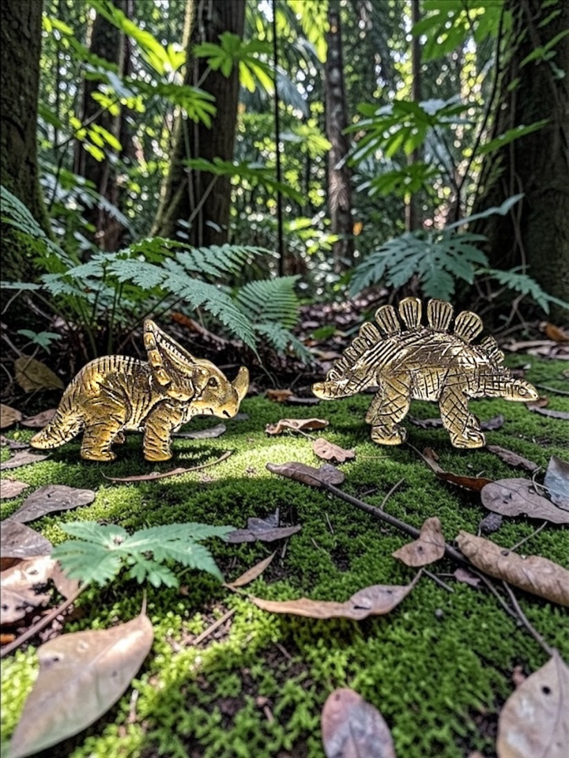 Brass Mini Dinosaur Jungle Pack Collectible Figurines - Set Of 6