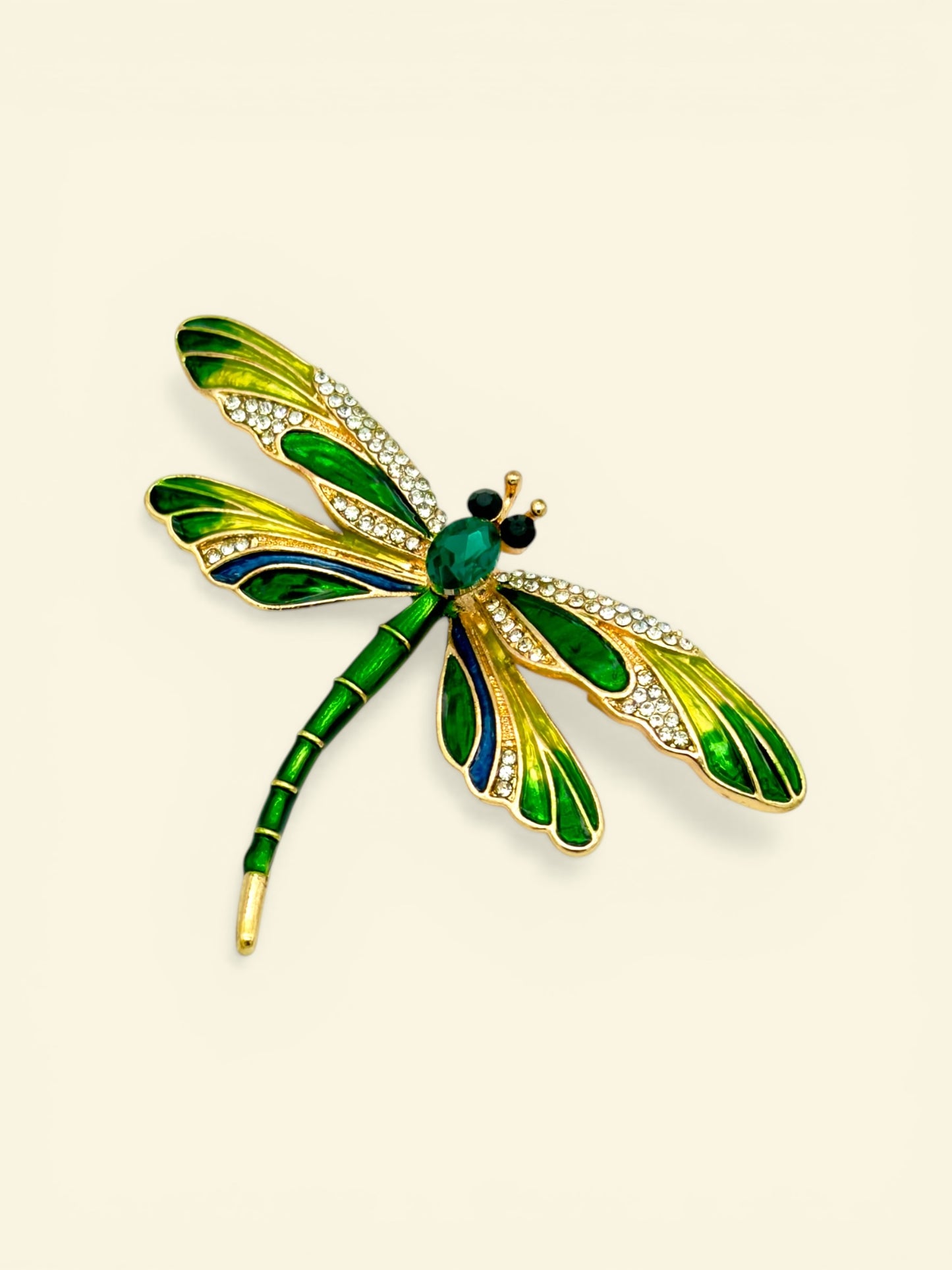 Vintage Rhinestone Dragonfly Brooch