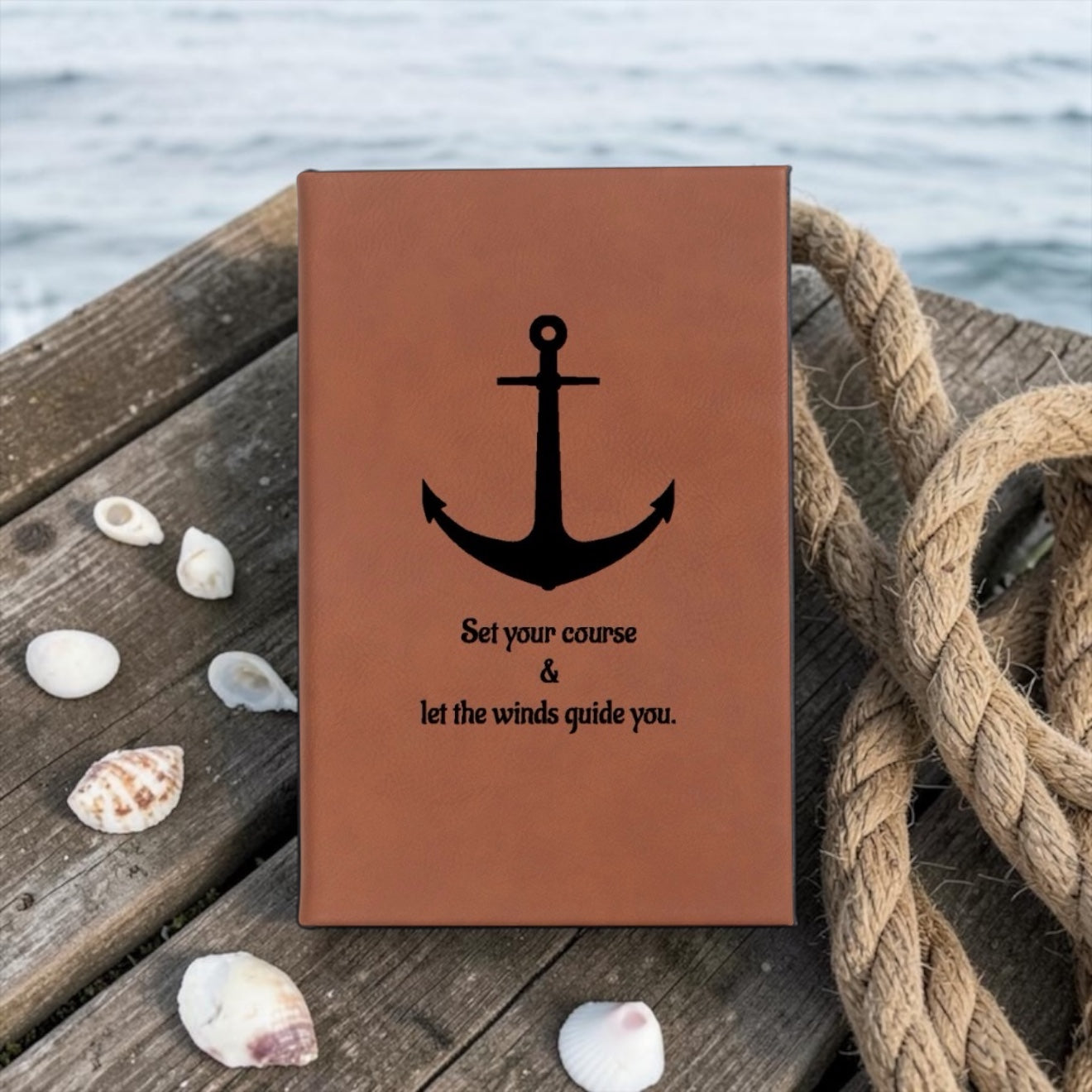 Faux Leather Lined Journal: Set Your Course