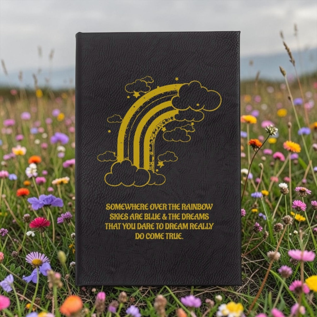 Faux Leather Lined Journal: Somewhere Over The Rainbow