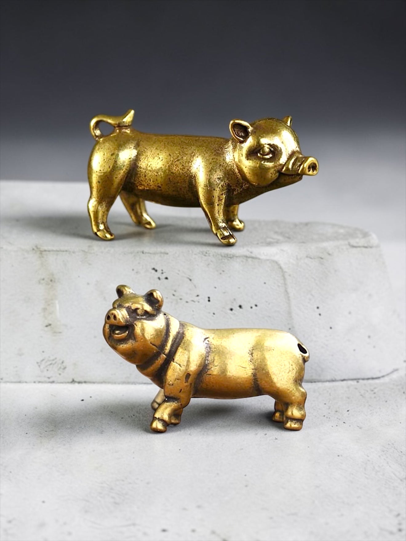 Brass Mini Piggy Pals Collectible Figurine - Set Of 2