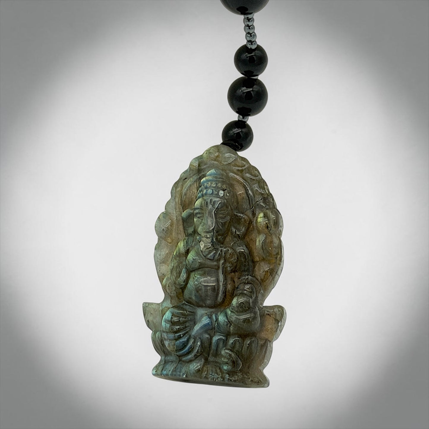 Labradorite Ganesha Crystal Healing Pendant Necklace