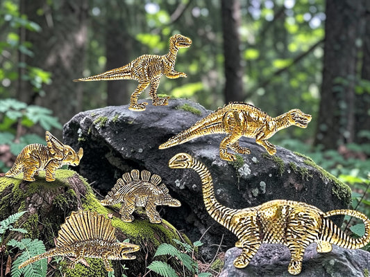 Brass Mini Dinosaur Jungle Pack Collectible Figurines - Set Of 6