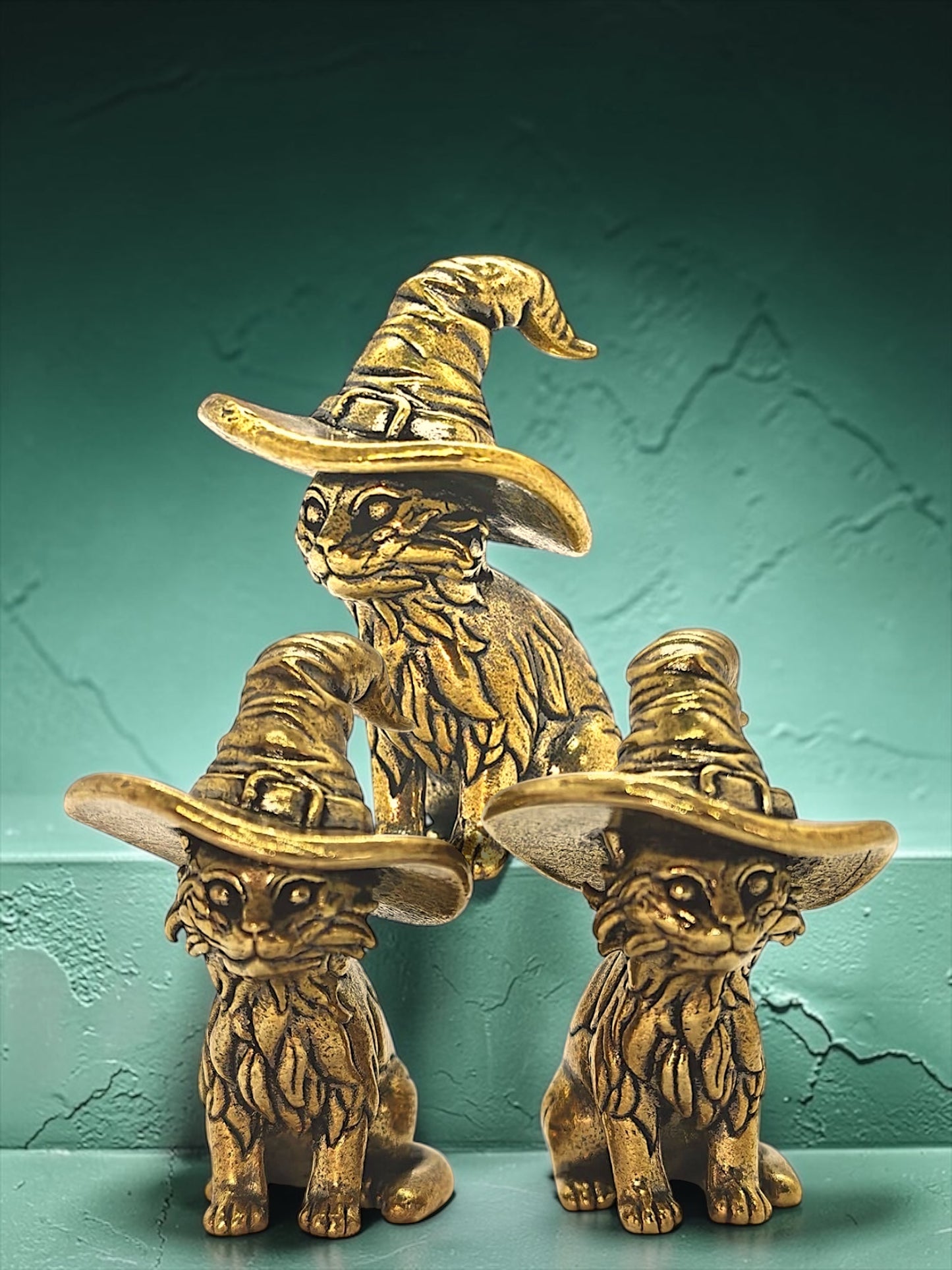 Brass Mini Witch Cat Collectible Figurine