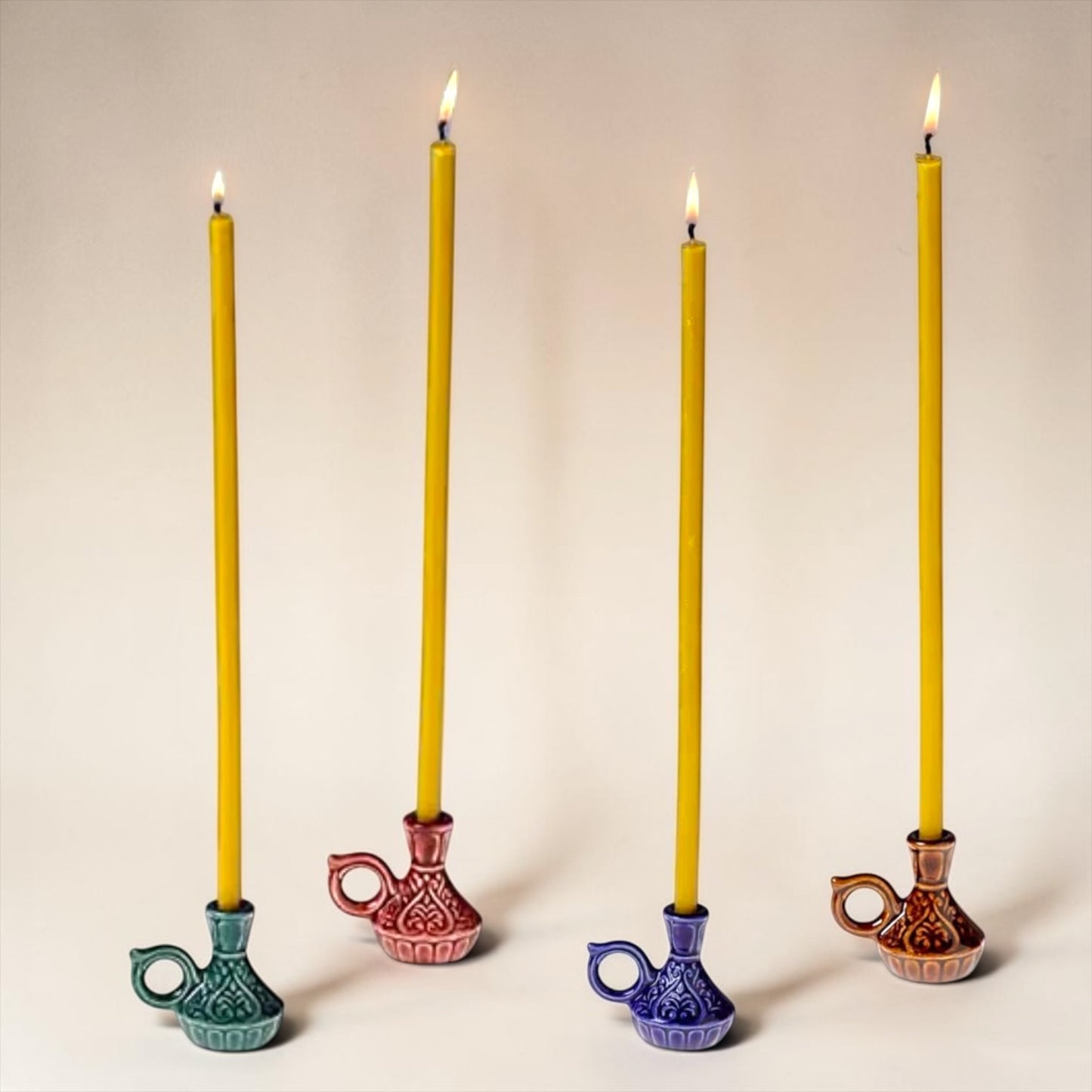 Slim Taper Ceramic Candle Holder - Set of 2