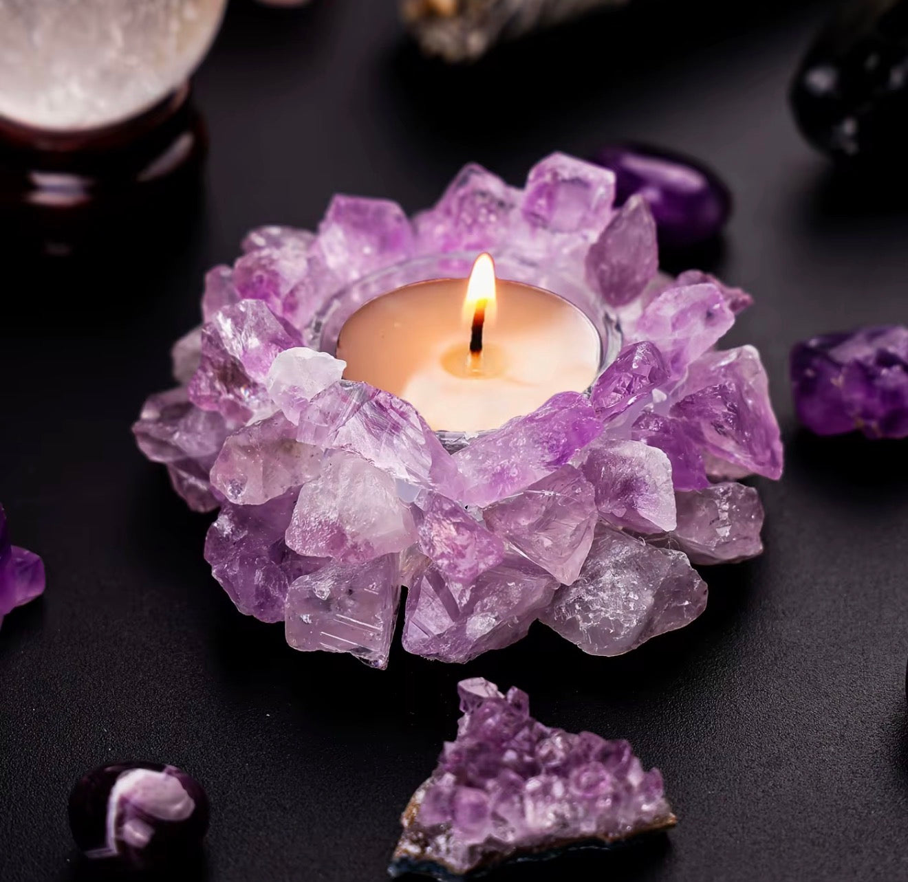 Crystal Rock Tealight Candle Holders