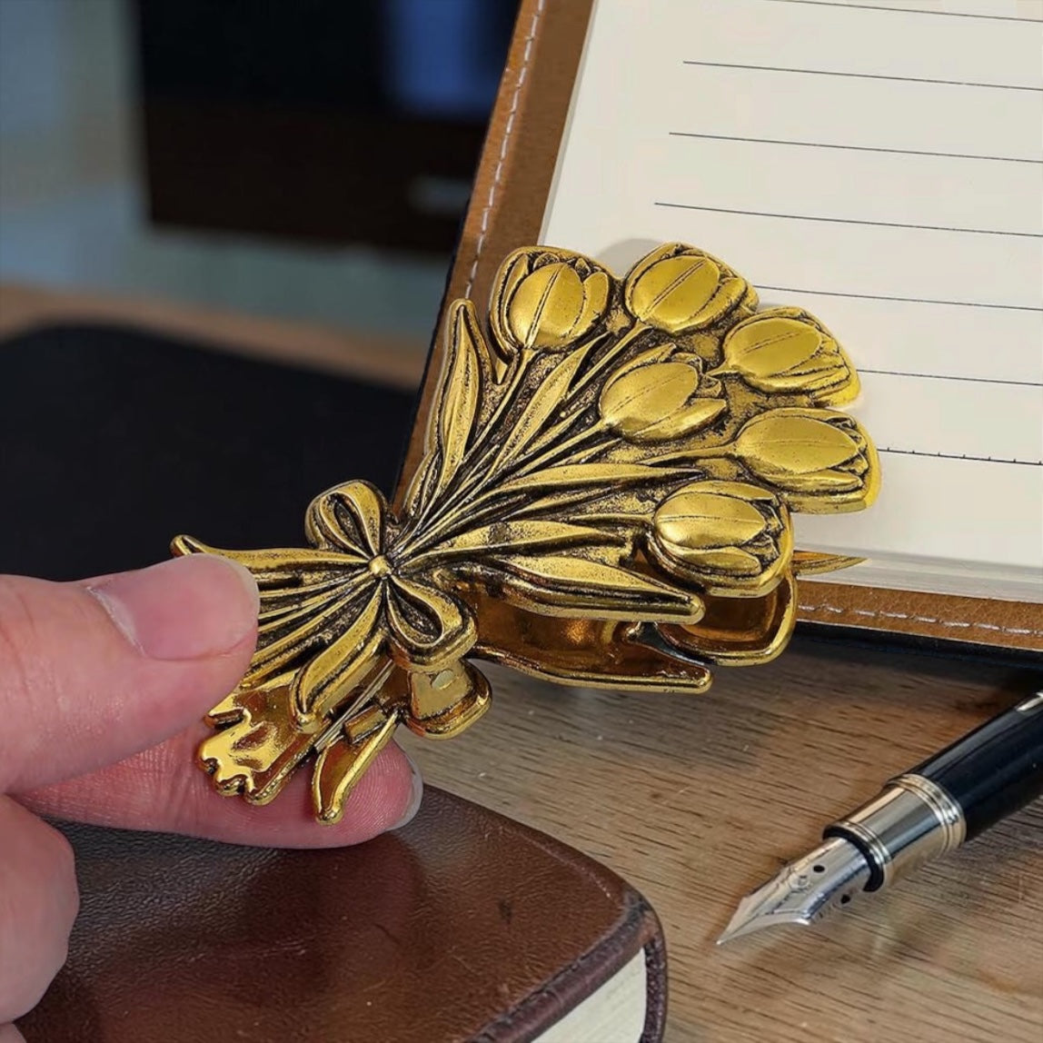 Retro Metal Tulid Flower Book Journal Clip