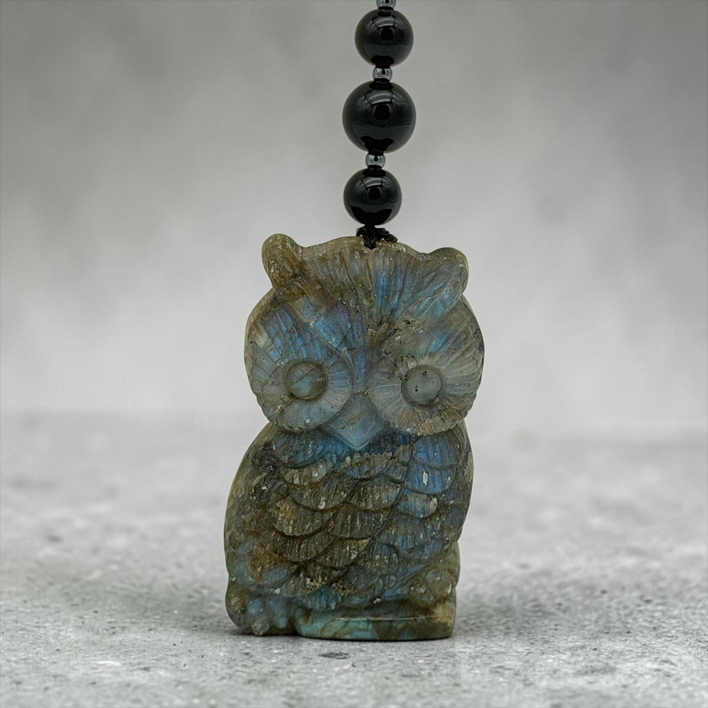 Labradorite Owl Crystal Healing Pendant Necklace