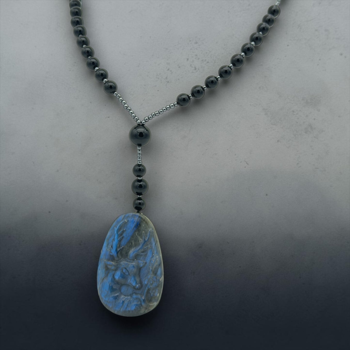 Labradorite Deer Crystal Healing Pendant Necklace