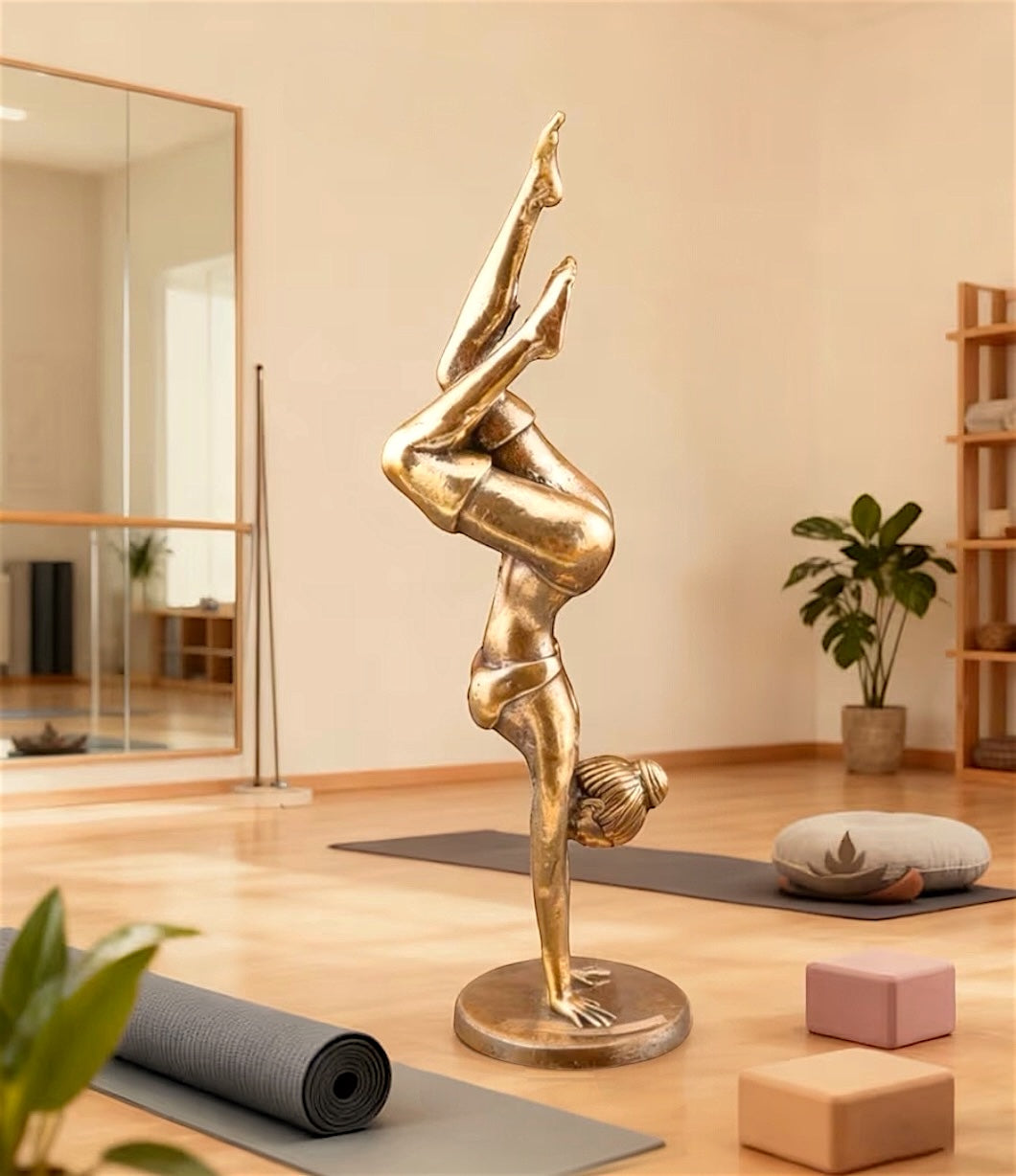 Brass Mini Yoga Woman Collectible Figurine