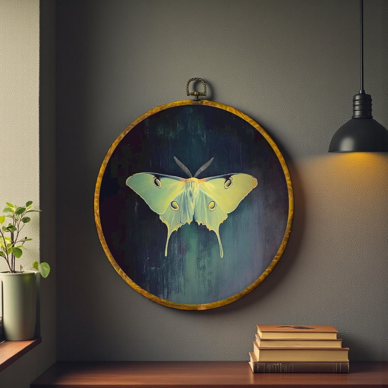 Canvas Animal Artwork: Round Framed